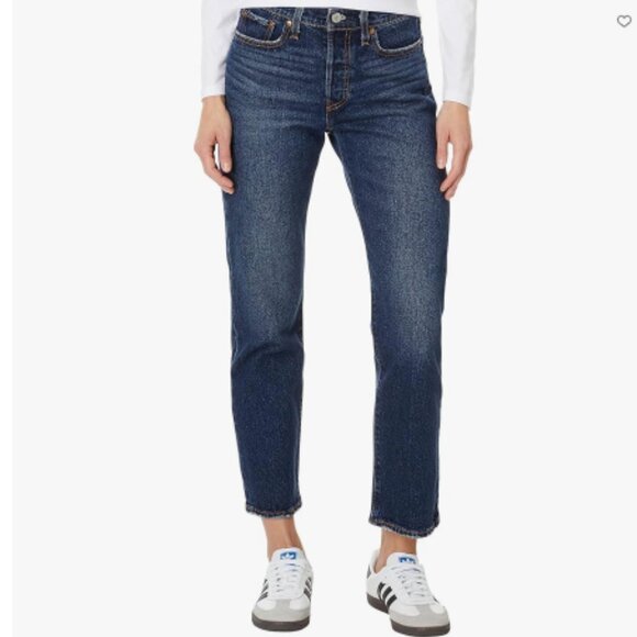 Levi's Wedgie Fit High Rise Straight Cut Cropped Jeans Sz 27 - Picture 1 of 16